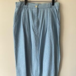 Talbots Vintage Deadstock NWT Denim Skirt 14P Light Wash Pleated Cottagecore